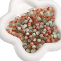 Matte resin cat-eye beads in reddish-orange and pale blue-grey for DIY jewelry making - Light Green Red Iridescent Matte