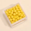 Perline di vetro gialle in scatola trasparente per gioielli fai da te fatti a mano - 4mm (Foro da 1mm, 10g/Confezione, Circa 100 Pezzi) / Giallo Porcellana Solido