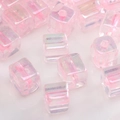Square pink iridescent aurora beads with 2-4mm hole for DIY handmade jewelry crafts - Pink Holographic Square Bead (#13)