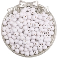 Bulk white round wooden beads with pre-drilled holes for DIY jewelry and necklaces - White