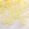 Translucent pale yellow glass seed beads with large holes for DIY jewelry making - Light Yellow Large Hole Round Beads (#10)