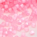 Pink translucent iridescent glass seed beads with vertical texture for DIY jewelry making - Pink Vertical Texture Hollow Tube Bead (#17)