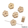 Perles fleurs en bois faites main 12x6mm pour bijoux DIY avec texture naturelle - Petite Fleur de Prunier en Buis