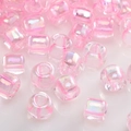 Dreamy pink AB iridescent glass beads for DIY jewelry making handmade necklaces - Pink AB Large Hole Barrel Bead (#18)
