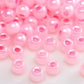 2-4mm Barbie pink glass seed beads for DIY jewelry making and bracelet accessories - Pink Glossy Pierced Round Bead (#20)