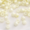 DIY 2-4mm cylindrical pearl white glass beads with iridescent finish for jewelry making - Pearl White Iridescent Cylinder Beads (#16)