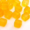 DIY yellow translucent frosted glass cube beads for handmade bracelets and necklaces - Yellow Frosted Cube Beads (#20)