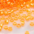 Orange glass beads with gold glitter core for handmade DIY jewelry bracelets - Orange Golden Shimmer Core Cylinder Beads (#24)