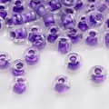 2-4mm lilafarbene Glasperlen mit transparentem Kern für DIY Armbänder und Halsketten - Dunkellila Transparenter Kern