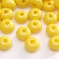 Polished bright yellow round glass seed beads for DIY jewelry and necklace making - Bright Yellow Glazed Look Flat Round Beads (#27)