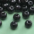 Polished black glass round beads for DIY jewelry with center hole for stringing - Round Bead (#35 Style)