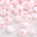 Flat round light pink glass seed beads for DIY handmade necklaces and jewelry - Light Pink Frosted Ring Bead (#38)
