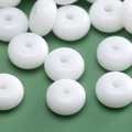 Polished white opaque flat round glass beads for DIY jewelry and handmade bracelets - Rondelle Bead (#37 Style)