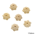 Lot de six perles en bois sculptées lotus 17x9mm pour création de bijoux faits à la main - Fleur de Lotus en Buis