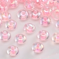 Pink iridescent glass seed beads with aurora finish for DIY handmade jewelry crafts - Pink Aurora AB Wafer Bead (#41)