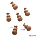 Perle en bois sculpté de calebasse avec caractère Fu pour bracelet DIY 12x22mm en brun foncé - Gourde en Bois de Jujubier