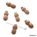 Perles en bois forme cacahuète 8x20mm pour bijoux DIY et bracelets faits main - Cacahuète en Bois de Jujubier