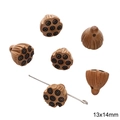 Bruine gesneden houten lotus zaaddoos kralen voor DIY sieraden maken 13x14mm - 13x14mm / Dadelhout Lotuszaadpeul