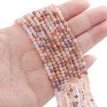 Tiras de cuentas de vidrio facetadas de 3mm en colores Morandi mixtos para joyas DIY - 3mm, Agujero aprox. 0,5mm, 36cm/Tira, aprox. 120 cuentas / Caramelo de Leche y Durazno