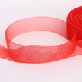 Transparant helderrood chiffon lint rol met fijne netstructuur voor DIY handwerk - Rood