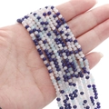 Mix of 3mm dark blue, light blue, and white faceted glass beads for DIY jewelry making - 3mm, Hole approx 0.5mm, 36cm/Strand, approx 120 Beads / Sky Blue Sunny Day