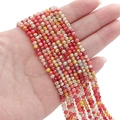 3mm faceted glass beads in gradient red and yellow tones for DIY jewelry making - 3mm, Hole approx 0.5mm, 36cm/Strand, approx 120 Beads / Plum Blossom Theme