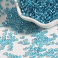 Hellblaue transparente Glasperlen mit Silbereinzug für DIY-Schmuckherstellung - Seeblau