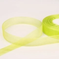 Fluorescerend geel 25mm transparant chiffon lint op rol voor DIY knutselen en haarstukjes - Lichtgroen