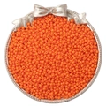 Orange painted glass seed beads for DIY jewelry making displayed in a vintage silver tray - Orange Red