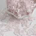 Pink AB aurora glass bugle beads for DIY jewelry making and embroidery craft projects - 15g/Pack (Approx. 300 Pcs) / Light Pink