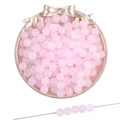 Perles rondes en verre rose translucide pour bijoux DIY et bracelets créatifs - Env. 50 Pièces/Paquet (8mm) / Rose Pâle (#48)