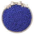 Navy blue opaque glass seed beads for DIY jewelry making in a silver decorative tray - Sapphire Blue