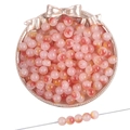 Perles rondes en verre dégradé rose et jaune pour création de bijoux DIY sur un plateau - Env. 50 Pièces/Paquet (8mm) / Dégradé Rose et Jaune (#49)