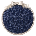 Deep blue glossy seed beads for DIY jewelry making displayed in a decorative metal tray - Navy Blue
