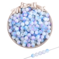Perles rondes mates dégradées bleu ciel et lavande pour la création de bijoux DIY - 50 Pièces/Paquet (8mm/Trou env. 1.5mm) / Dégradé Bleu Violet (#53)