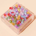Colorful assorted glass beads in a clear acrylic box for DIY jewelry making - 4mm (Aperture approx. 1mm, 450g/Pack, approx. 6750 Pcs) / Colorful