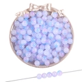 Perles en verre dégradé bleu et violet pour la création de bijoux DIY dans un plateau - 50 Pièces/Paquet (8mm/Trou env. 1.5mm) / Dégradé Mat Bleu Violet Clair (#54)