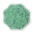Polished mint green 4mm glass cat eye seed beads in a white scalloped ceramic dish - 4mm (450g/Pack, Approx. 6700 Pcs) / Bamboo Green