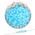 Perles rondes en verre gelée bleu ciel translucide pour la création de bijoux DIY - 50 Pièces/Paquet (8mm/Trou env. 1.5mm) / Bleu Ciel Effet Craquelé (#55)