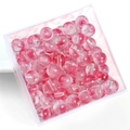 Pink and clear round jelly glass beads with crackle texture for DIY jewelry making - 50 Pieces / Color 02# 8mm