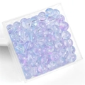 Colorful AB coated light purple and blue round resin beads in a clear storage box - 50 Pieces / Color 09# 8mm