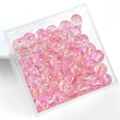 Pink iridescent translucent round beads for DIY jewelry making in a clear display box - 50 Pieces / Color 12# 8mm