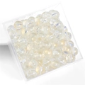 Translucent bubble jelly beads with golden sheen in a clear square storage box - 50 Pieces / Color 13# 8mm