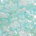 Pastel blue and mint green cat eye glass beads for DIY jewelry and crafts - Mint Mambo