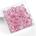 Translucent pink glass beads for DIY bracelets in a transparent storage box - 50 Pieces / Color 14# 8mm
