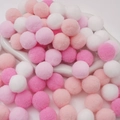 Pink and white polyester pom poms for DIY handmade doll decorations and crafts - 2.5cm (30 Pieces/Pack) / Pink Series
