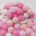 Pink and white soft polyester pom poms for DIY handmade doll crafts and decorations - 3cm (20 Pieces/Pack) / Pink Series