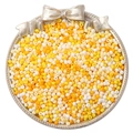 Mix of yellow and cream glass seed beads for DIY jewelry making in a decorative dish - Yellow Series