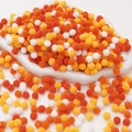 Colorful pom-poms in orange, yellow, and white for DIY craft and doll decoration - 0.8cm (200 Pieces/Pack) / Orange Series