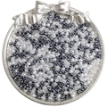 Perles de rocaille 4mm crème et gris noir dans un plateau décoratif en métal argenté - 4mm (Ouverture Environ 1mm) / 10g/Paquet(env. 160 pièces) / Paire DJ Noir-Blanc